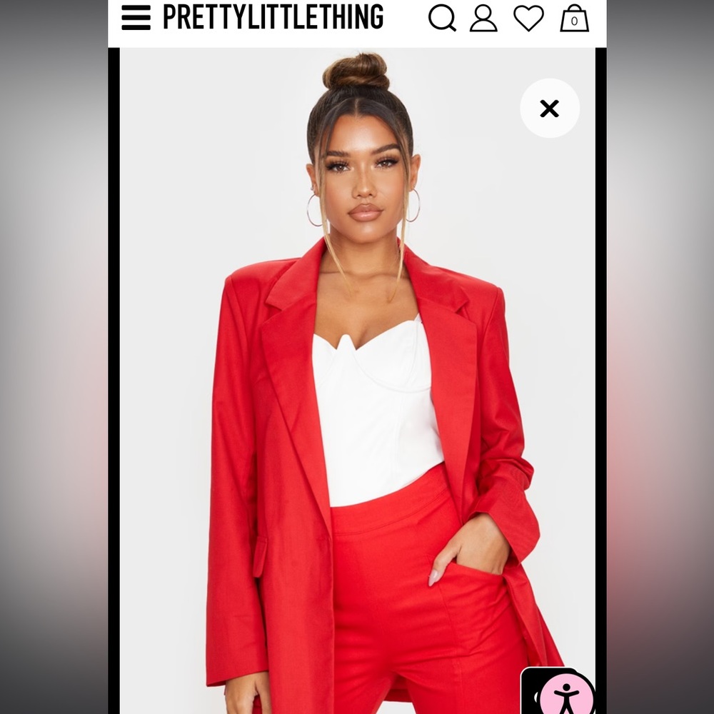 PRETTYLITTLETHING red longline oversized blazer - Picture 1 of 13
